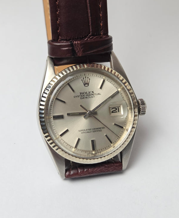 Rolex Oyster Datejust 1601 - Silver pie pan dial - Steel and Gold - Automatic Vintage Watch