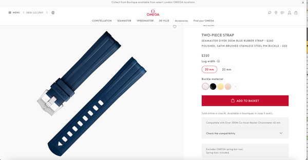 OMEGA Seamaster Diver 300M Blue Rubber Watch Strap 20mm +buckle