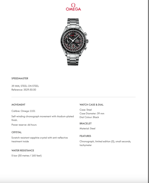 OMEGA Speedmaster Michael Schumacher Limited Edition - 3529.50 - Men's watch