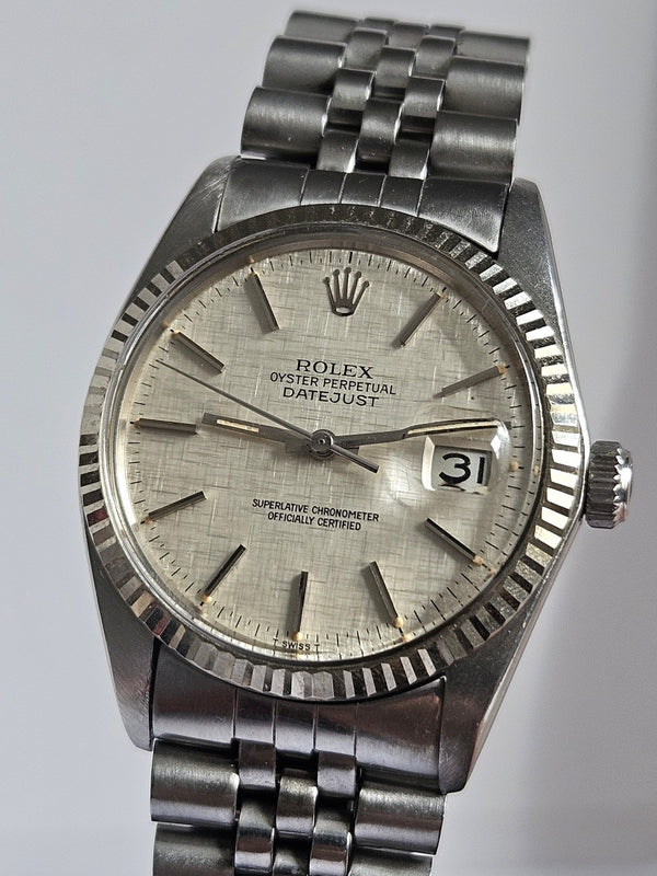 Rolex Datejust Ref. 16014- 18K gold bezel - Men's/Unisex Watch - Silver dial