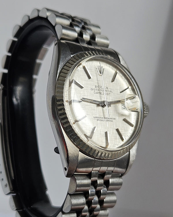 Rolex Datejust Ref. 16014- 18K gold bezel - Men's/Unisex Watch - Silver dial