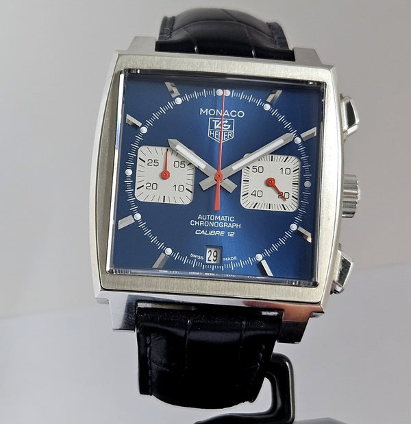TAG Heuer Monaco Automatic Calibre 12 - Blue dial Men's Watch - CAW2111-1 front picture
