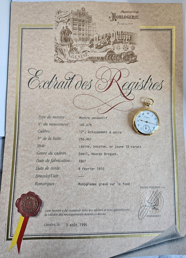 Patek Philippe Pocket Watch Vintage - 18K gold case - 1907