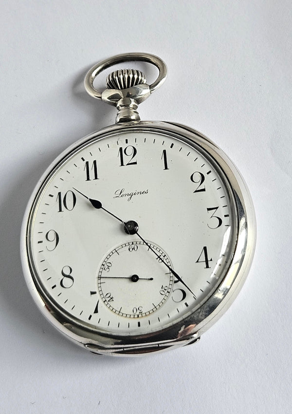 Longines Pocket Watch - Silver case - Vintage -5 Grand Prix -Paris Milan Bruxelles-1907