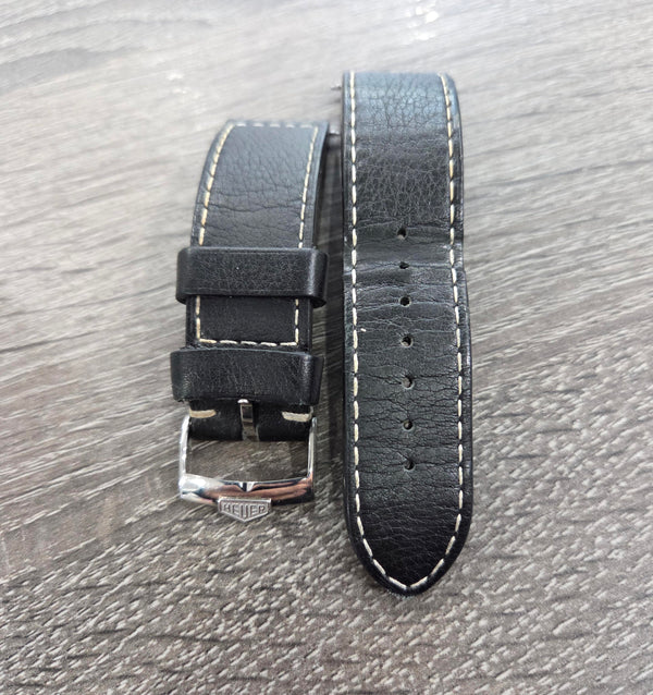 Heuer Autavia (Tag Heuer) Genuine 20mm watch leather strap and 18mm Heuer Buckle