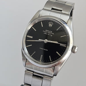 Front picture Rolex Oyster Perpetual Airking 5500 vintage with black dial 