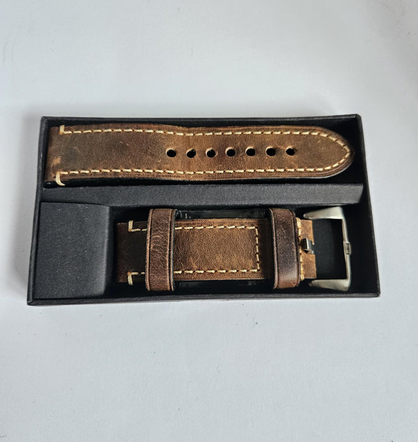 24mm Brown Leather Watch strap - Berfine