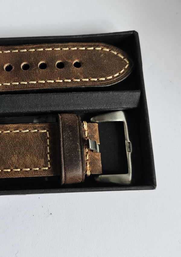 24mm Brown Leather Watch strap - Berfine