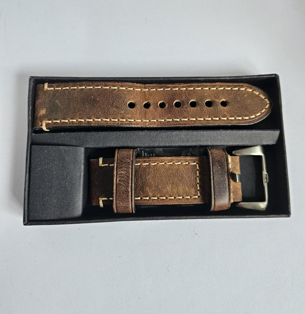 24mm Brown Leather Watch strap - Berfine