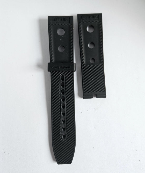 Breitling watch 22mm Black Rubber Caoutchouc Strap/Band