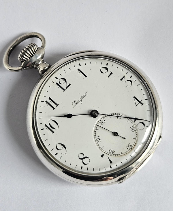 Longines Pocket Watch - Silver case - Vintage -5 Grand Prix -Paris Milan Bruxelles-1907