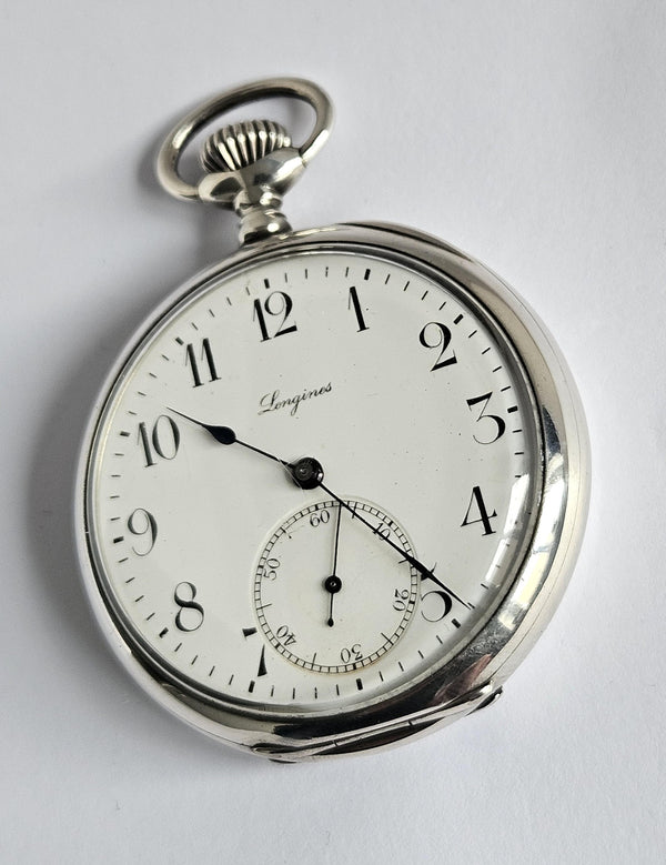 Longines Pocket Watch - Silver case - Vintage -5 Grand Prix -Paris Milan Bruxelles-1907