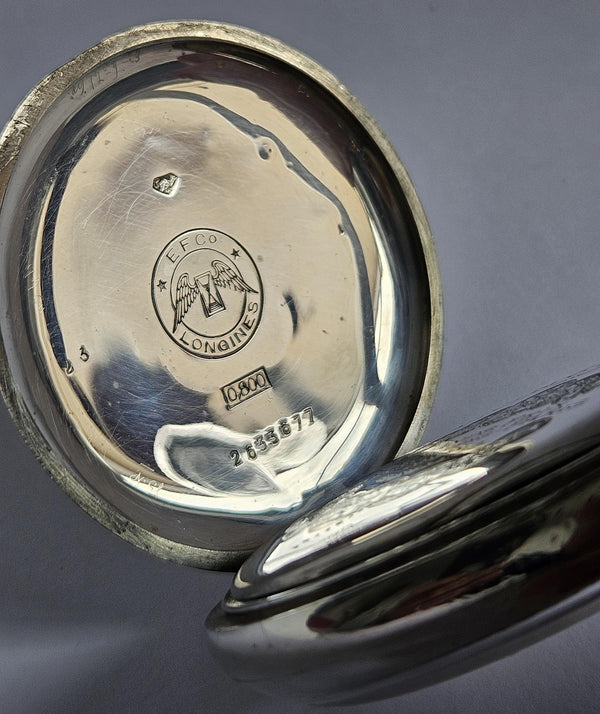 Longines Pocket Watch - Silver case - Vintage -5 Grand Prix -Paris Milan Bruxelles-1907